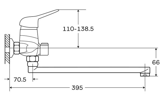 Смеситель д/ванны ZERIX LUN7 048   (10 шт/ящ) - Изображение №2