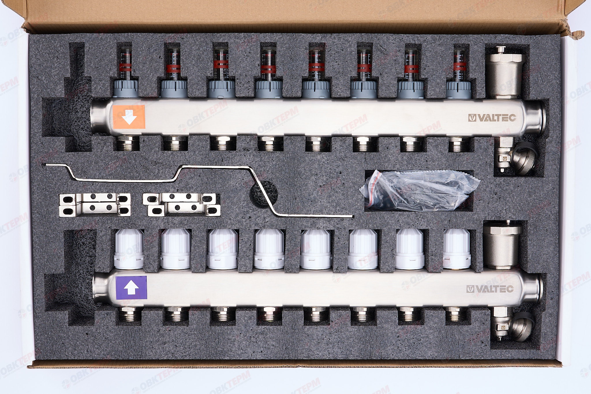 Коллект. ГРУППА   Valtec НЕРЖ со встр расх в сборе  1 * 8 вых. Еврок.3/4 (Аналог VTc.589.EMNX) - миниатюра №7