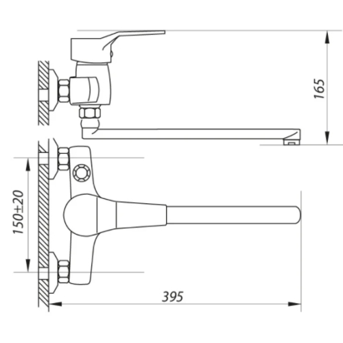 Смеситель д/ванны ZERIX NEO 180  Ø40  (10 шт/ящ) - миниатюра №2