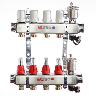 Коллект. БЛОК  Valtec НЕРЖ в сборе 1* 8 вых. Еврок.3/4 - Изображение №1