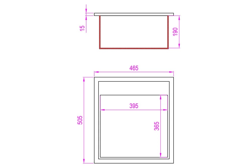 Мойка КАРАВАН Модель ТОГО квадрат 465*505*180 мм ЛАТТЕ - миниатюра №3