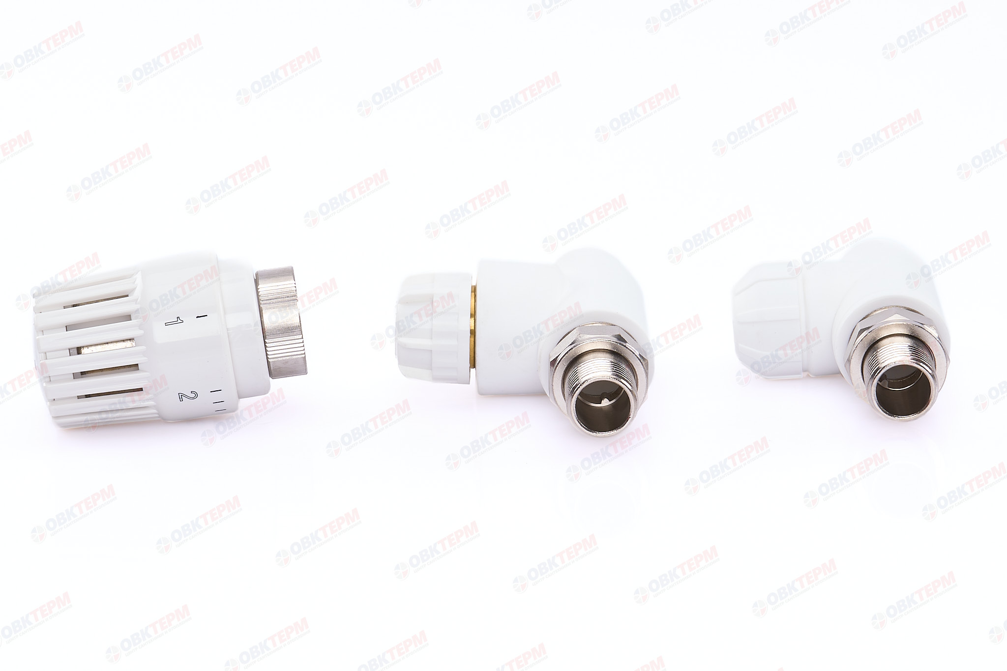 Комплект термо прямой (термоклапан, запорный клапан, термоголов)  20х1/2" НР  (белый) (20/1) (TIM) - Изображение №5