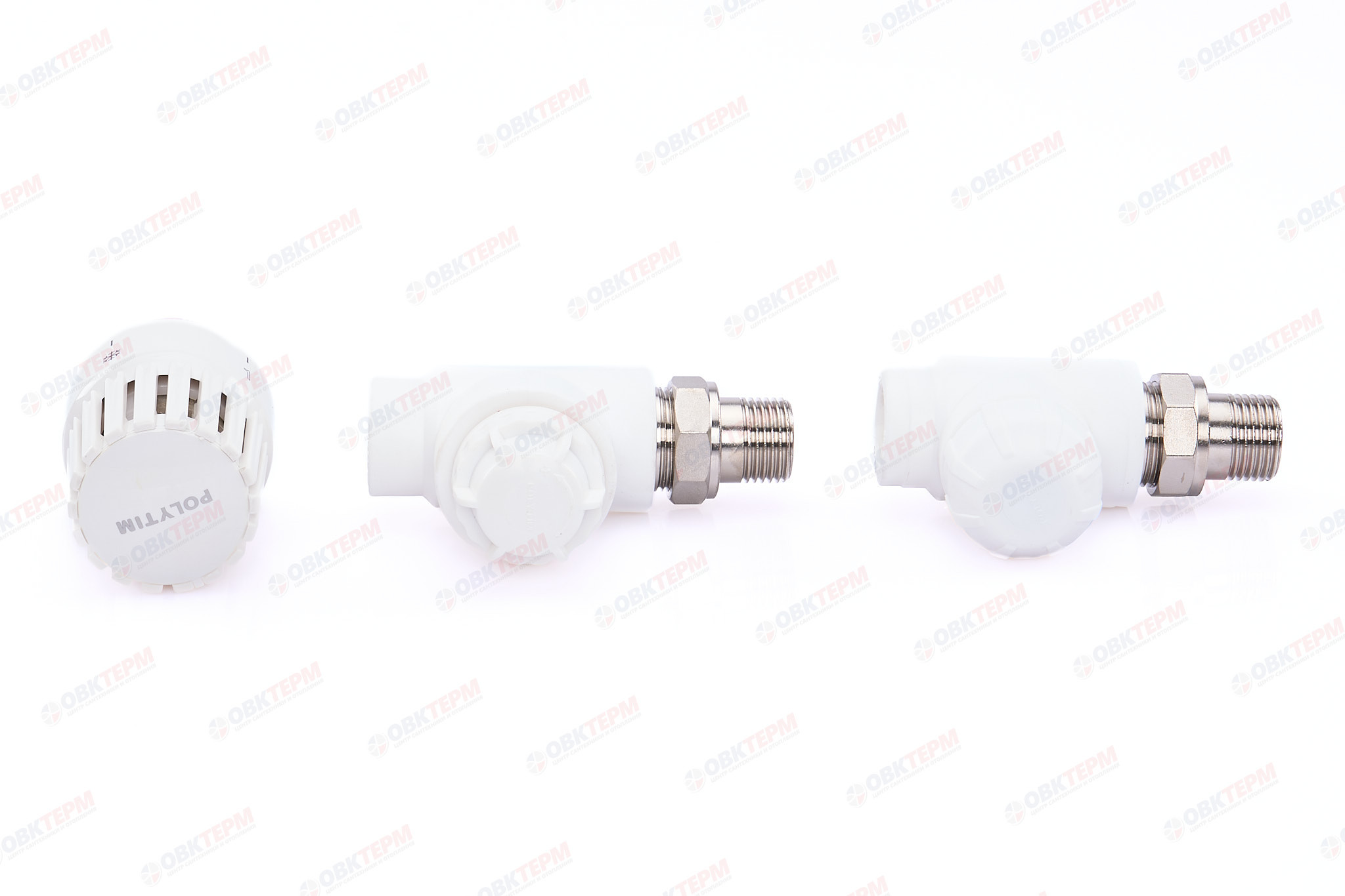 Комплект термо прямой (термоклапан, запорный клапан, термоголов)  20х1/2" НР  (белый) (20/1) (TIM) - миниатюра №6