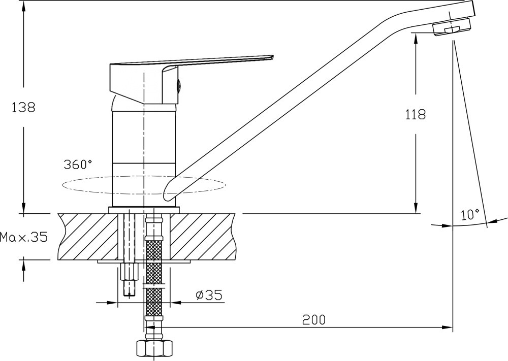 Смеситель д/кухни MIXXUS MISSOURI 555  Ø35  25 см (WHITE) (10 шт/ящ) - миниатюра №2