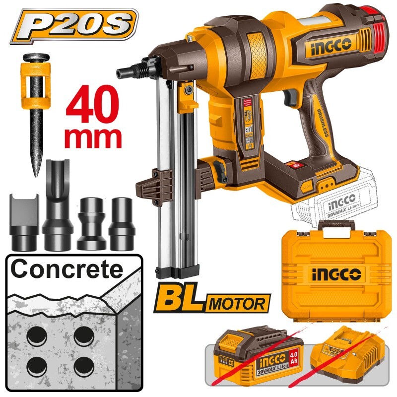 Гвоздезабиватель нейлер аккумуляторный INGCO INDUSTRIAL 20В - Изображение №1