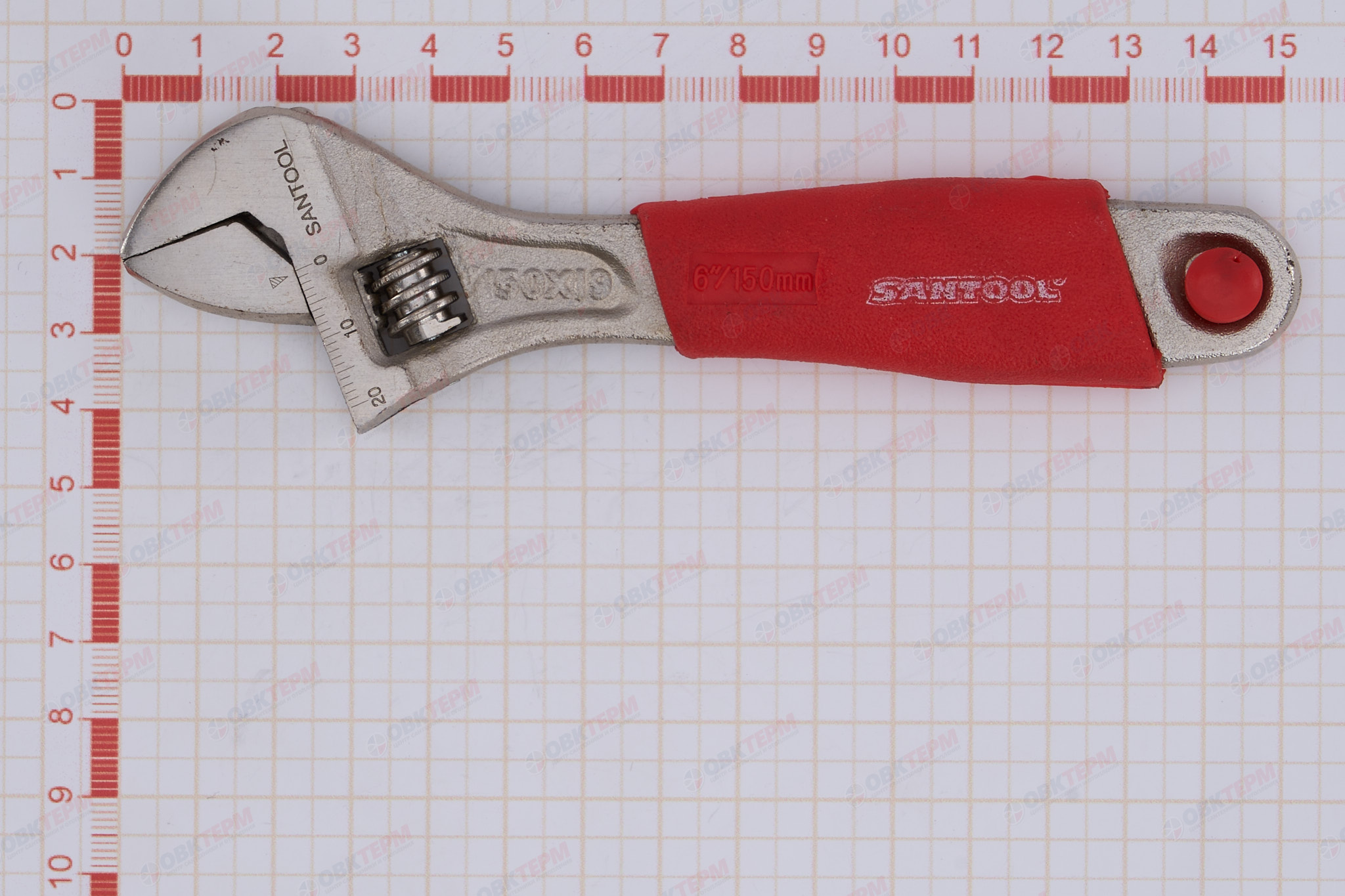 Ключ разводной 150 мм с обрезиненной рукояткой SANTOOL - Изображение №4