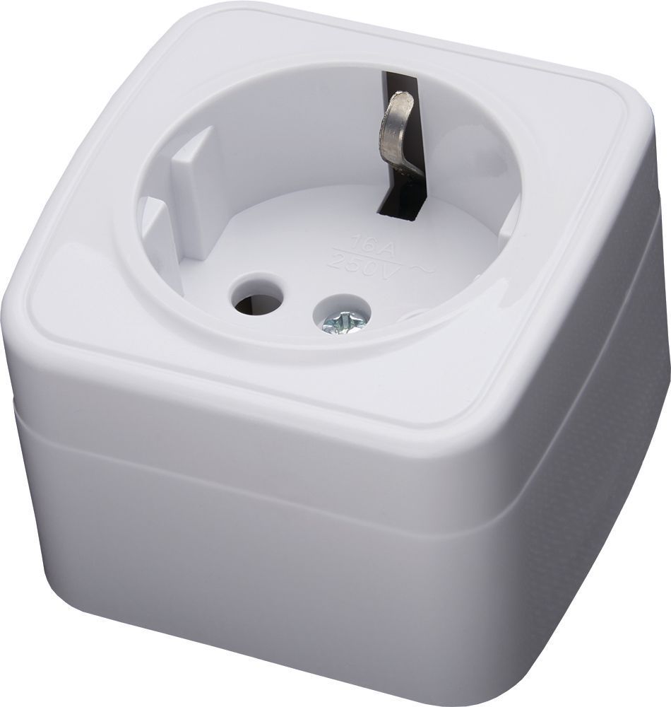 Розетка открытой установки 1-местная с/з, 250В, 16А, STEKKER серия Basic, PST16-501-20, белый - Изображение №1