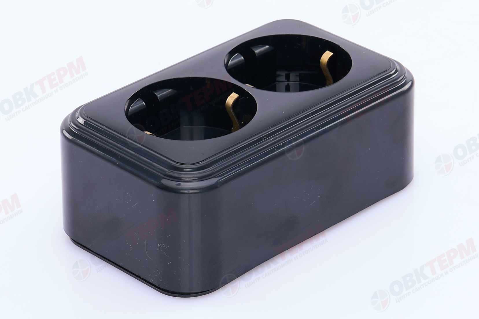 Розетка 2-местная с заземлением открытой установки, 16А, IP20, STEKKER PST16-31-20 , черный - Изображение №2