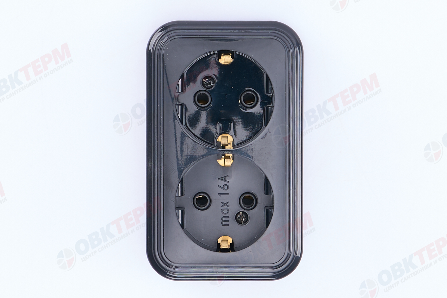 Розетка 2-местная с заземлением открытой установки, 16А, IP20, STEKKER PST16-31-20 , черный - миниатюра №6