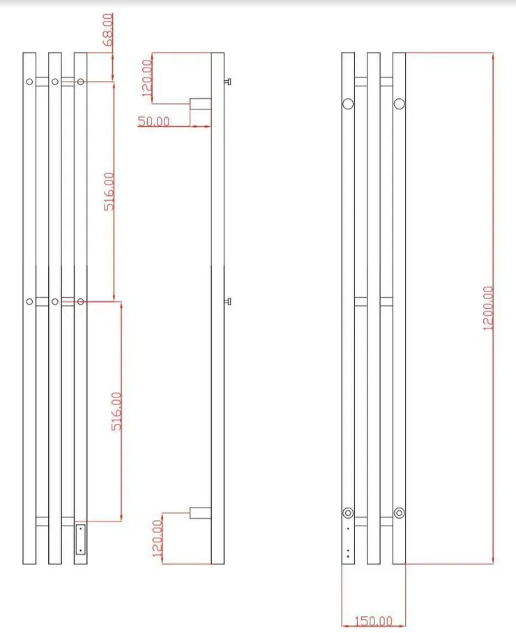 Полотенцесушитель электрический Domamir Papa 1200x120 MZ (матовое золото) - Изображение №4