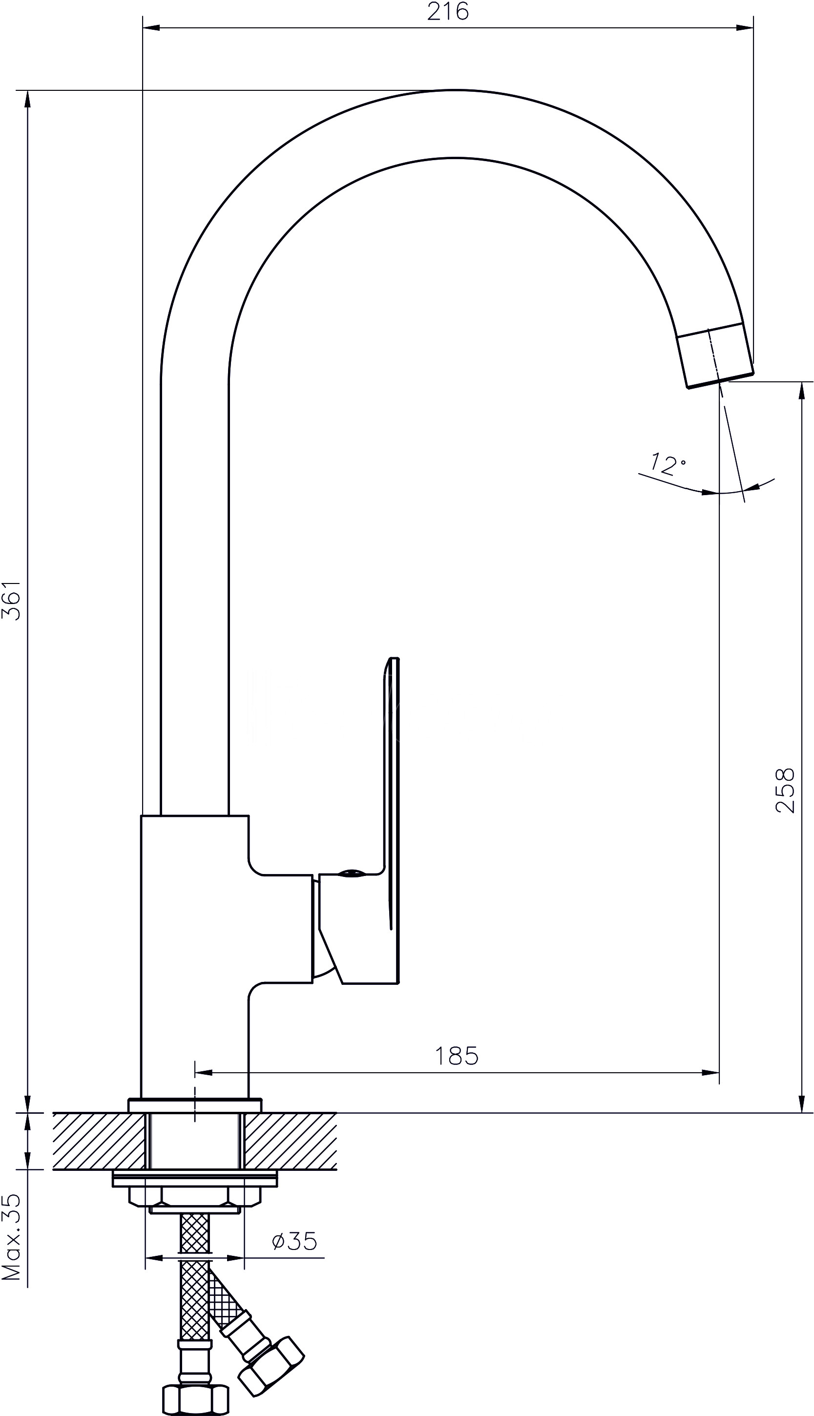 Смеситель д/кухни MIXXUS PREMIUM DIANA 017 Ø40 на гайке (10 шт/ящ) - миниатюра №3