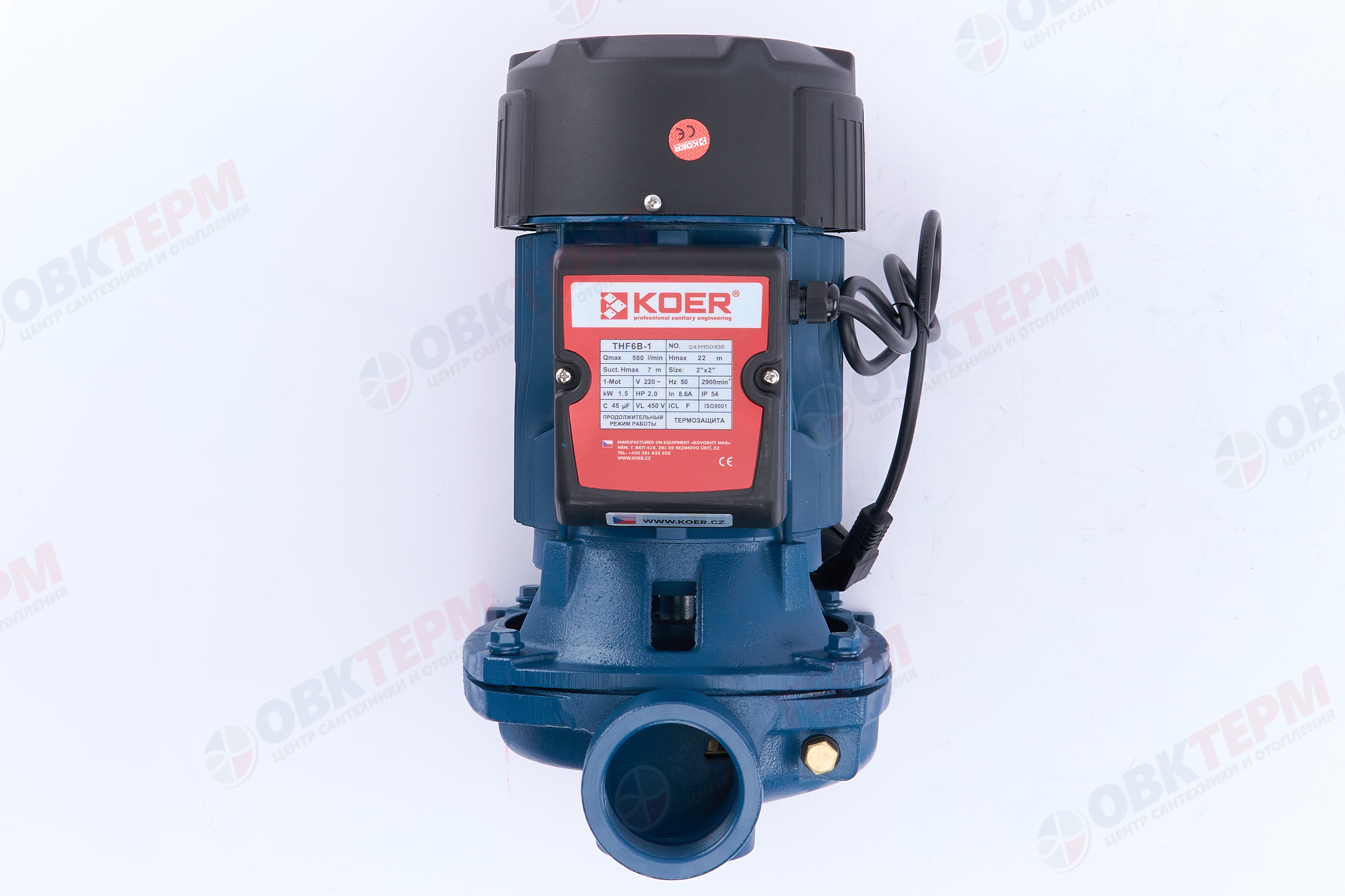 Насос центробежный  THF6B/1 KOER (1,5кВт/500л.м./22м.) 2" - Изображение №5