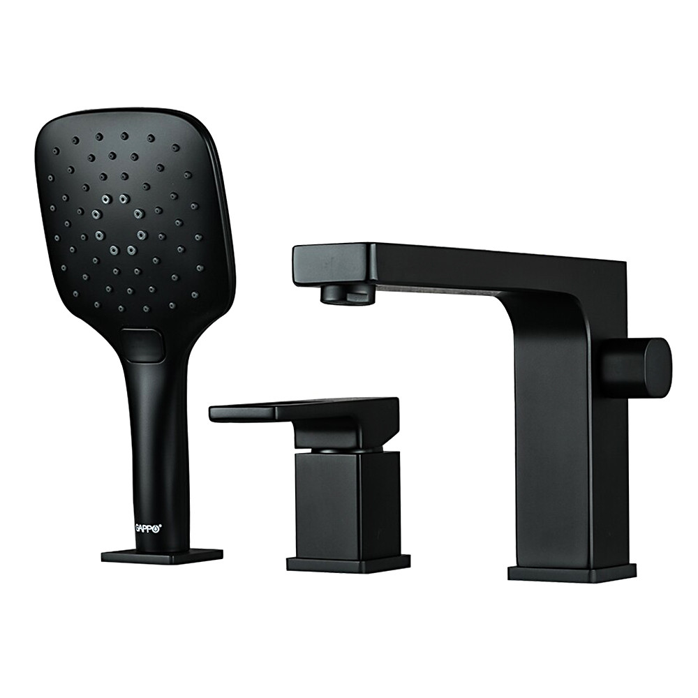 Смеситель в борт ванны GAPPO G1117-6 латунь/ черный, Ø35мм, лейка 3 реж - Изображение №1