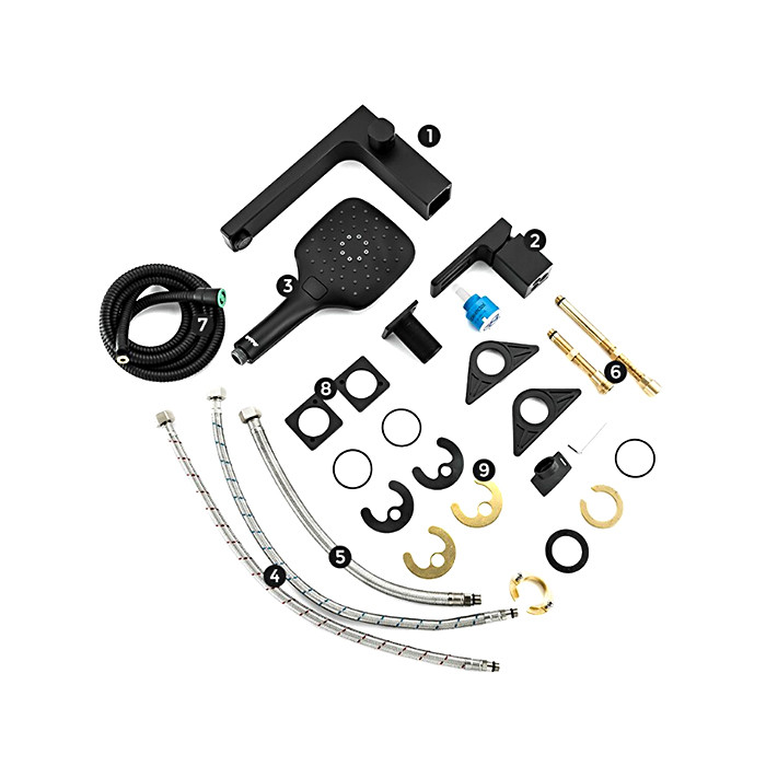 Смеситель в борт ванны GAPPO G1117-6 латунь/ черный, Ø35мм, лейка 3 реж - Изображение №4
