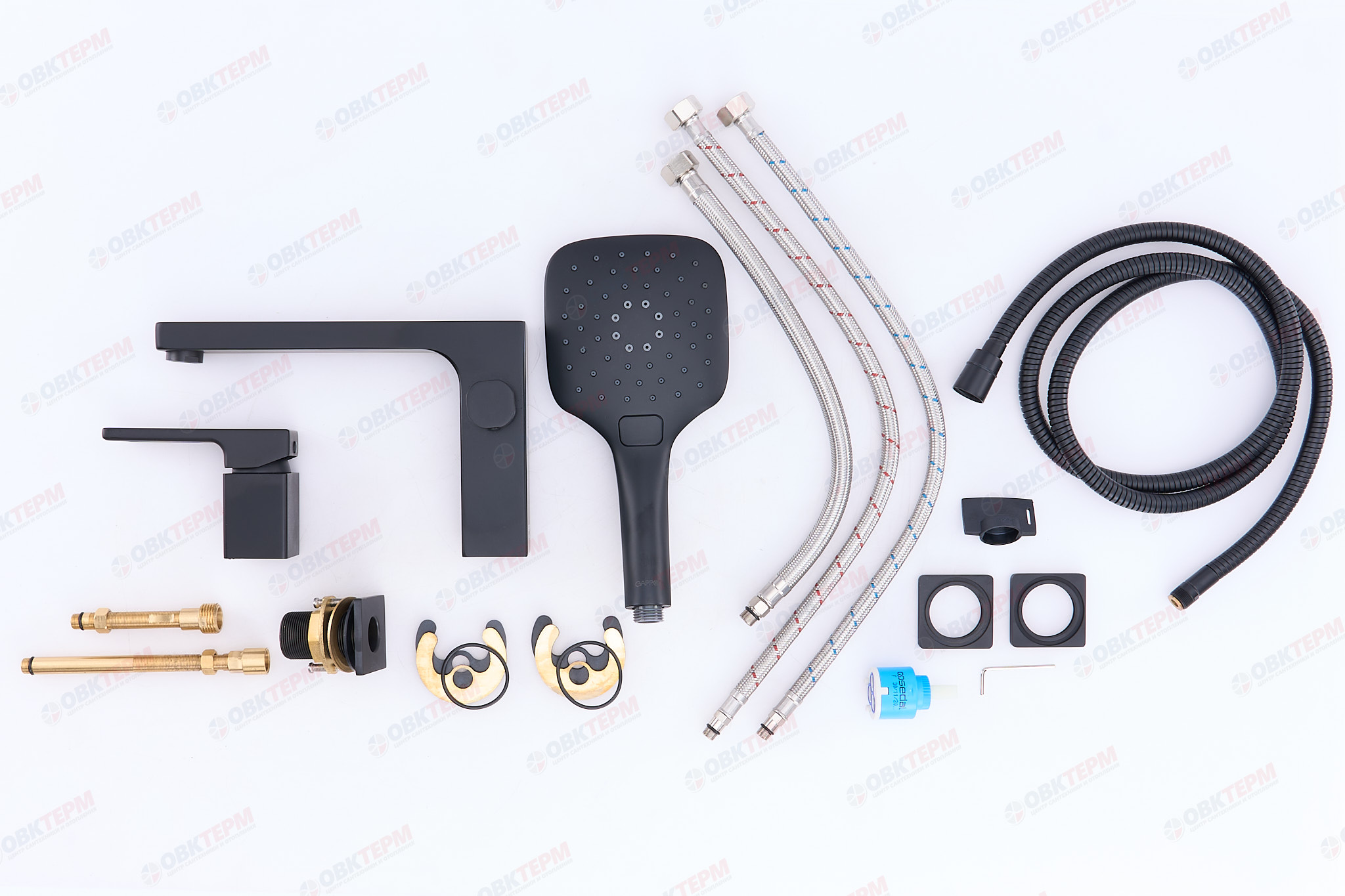 Смеситель в борт ванны GAPPO G1117-6 латунь/ черный, Ø35мм, лейка 3 реж - миниатюра №6