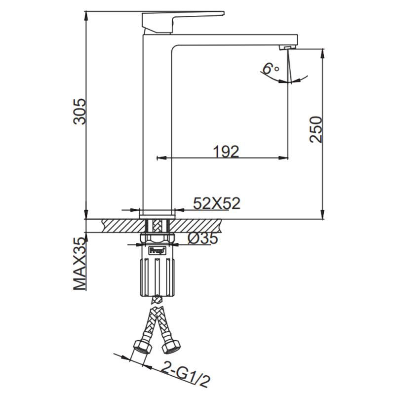 Смеситель д/умывальника  FRAP F1091-29 оружейная сталь (Ø35,на гайке) - миниатюра №10