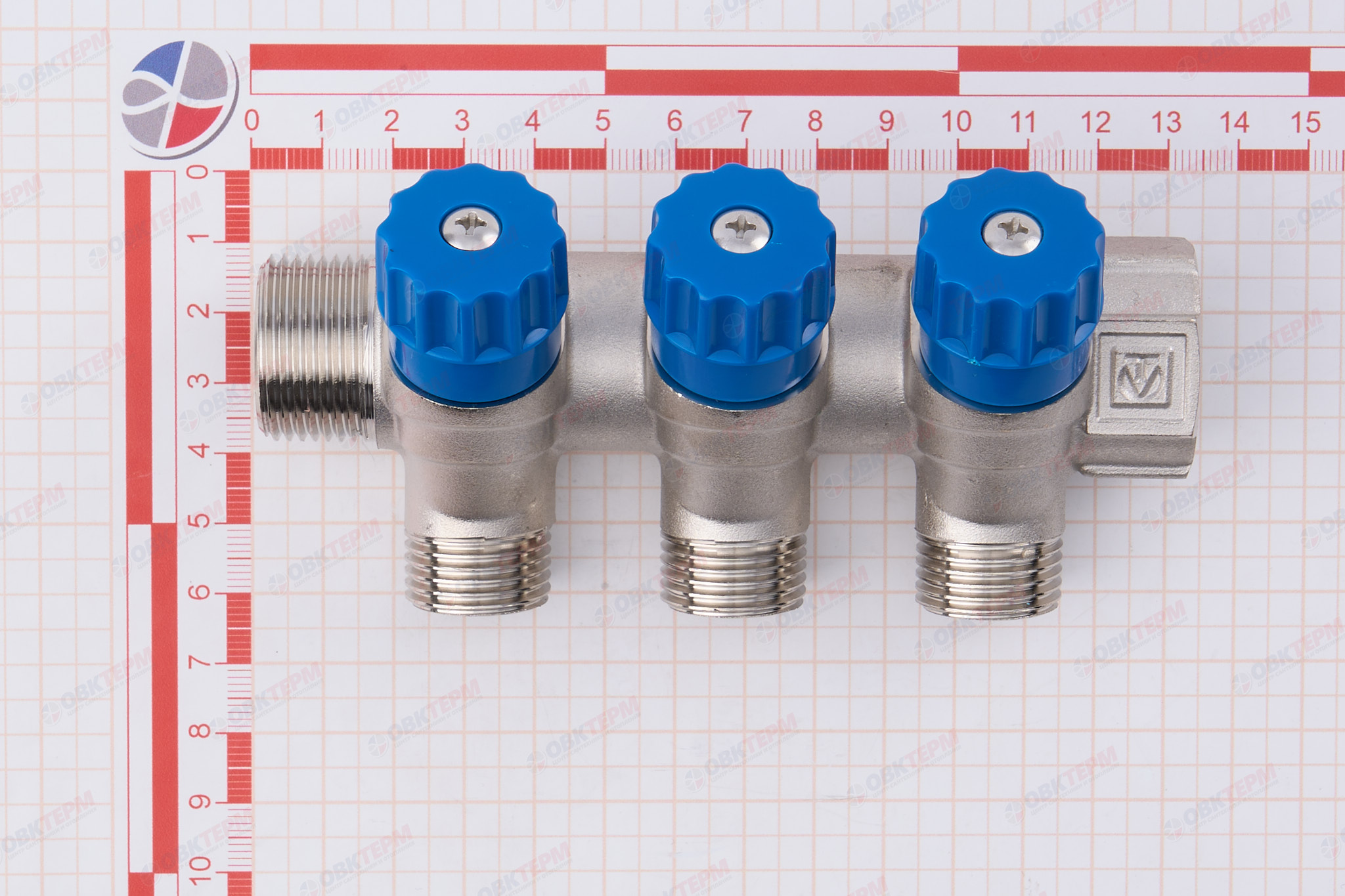 Коллектор  Valtec с регулир вентилями  1" * 3вых  1/2"нар   (1уп/20ящ) - миниатюра №11