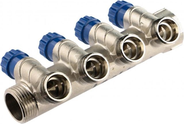 Коллектор  Valtec с регулир вентилями  1" * 4вых  1/2"нар   (1уп/17ящ) - Изображение №2