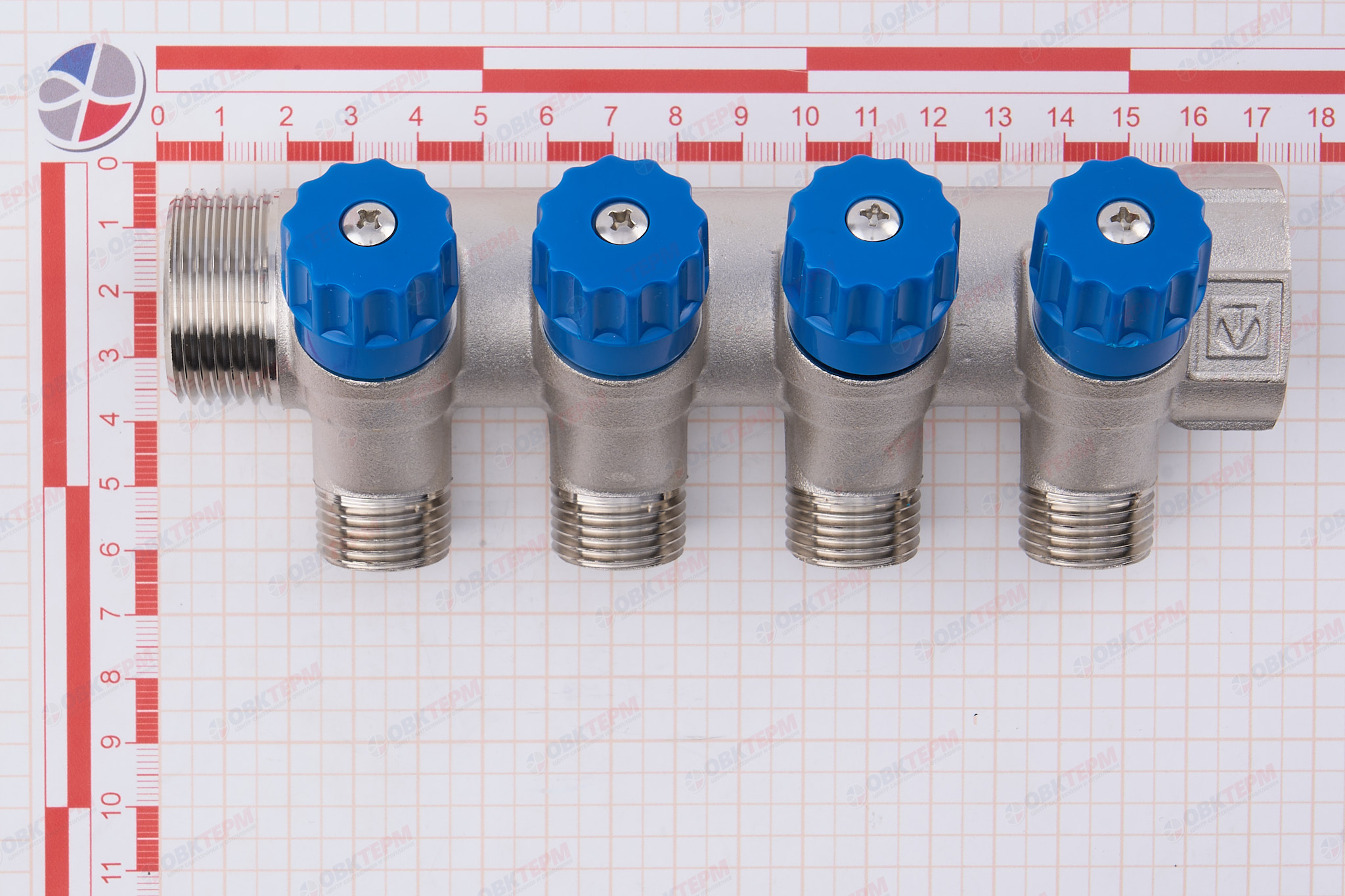Коллектор  Valtec с регулир вентилями  1" * 4вых  1/2"нар   (1уп/17ящ) - миниатюра №10