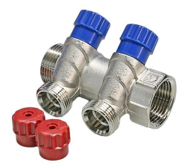 Коллектор  Valtec с регулир вентилями  3/4" * 2вых  1/2"нар  (1уп/30ящ) - Изображение №1