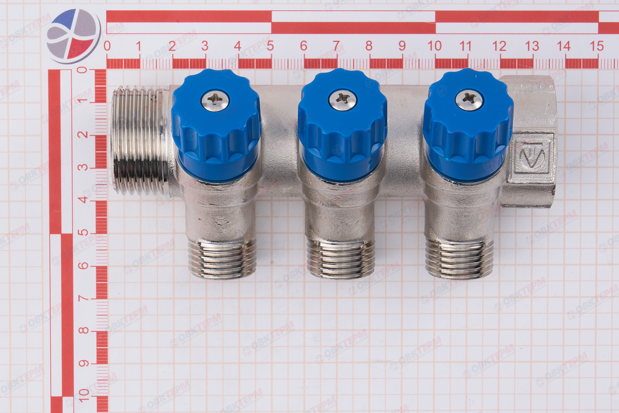 Коллектор  Valtec с регулир вентилями  3/4" * 3вых  1/2"нар  (1уп/25ящ) - миниатюра №10
