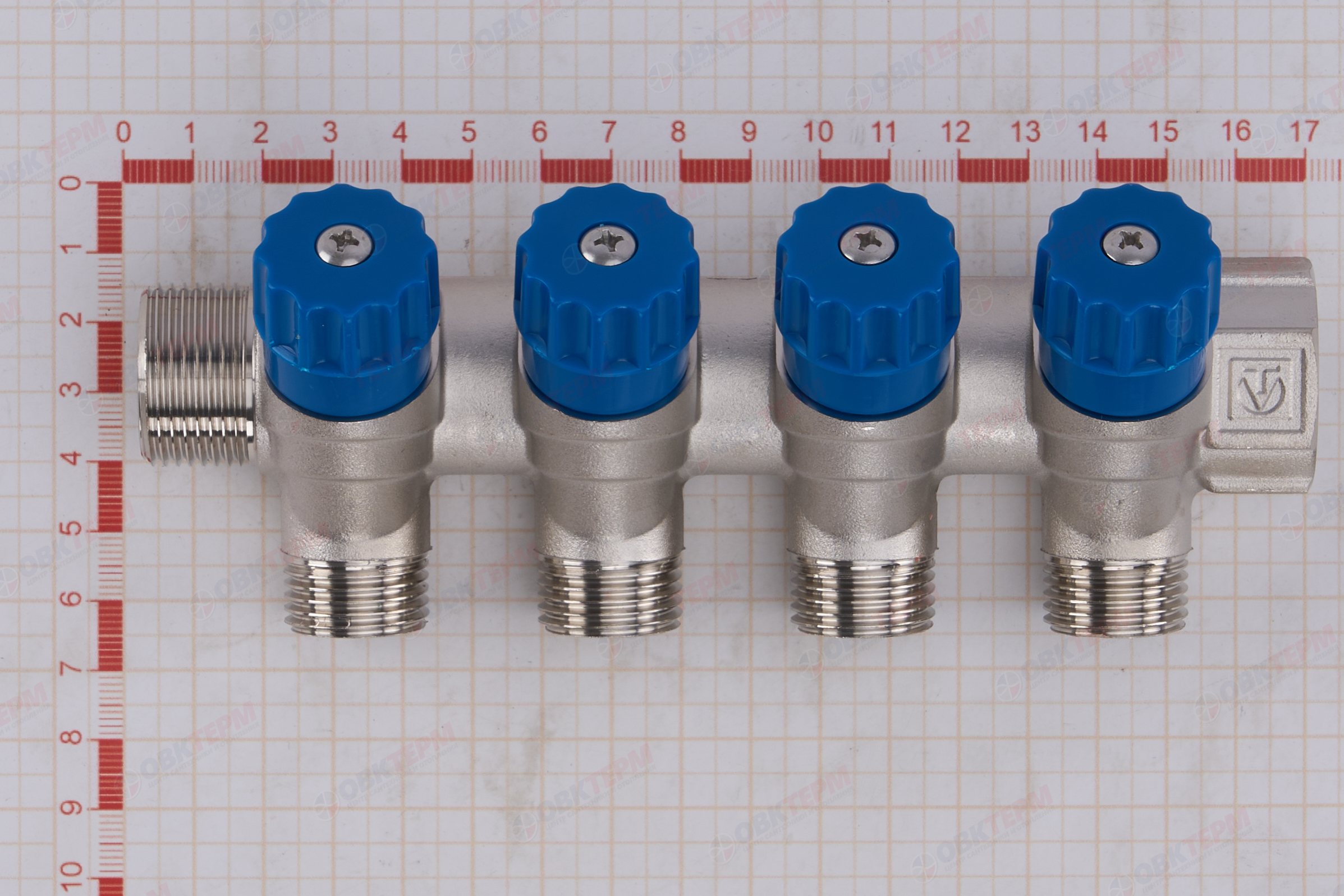 Коллектор  Valtec с регулир вентилями  3/4" * 4вых  1/2"нар   (1уп/17ящ) - миниатюра №6