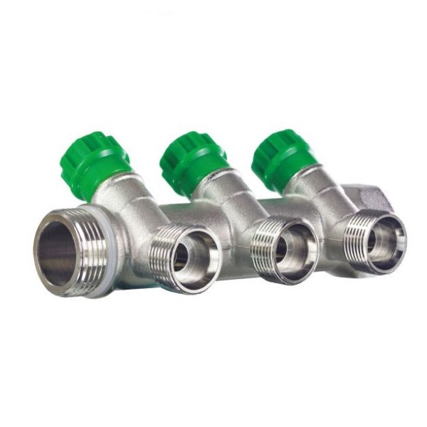 Коллектор вентильный 3/4 * 3 выхода по резьбу 1/2 - Изображение №1