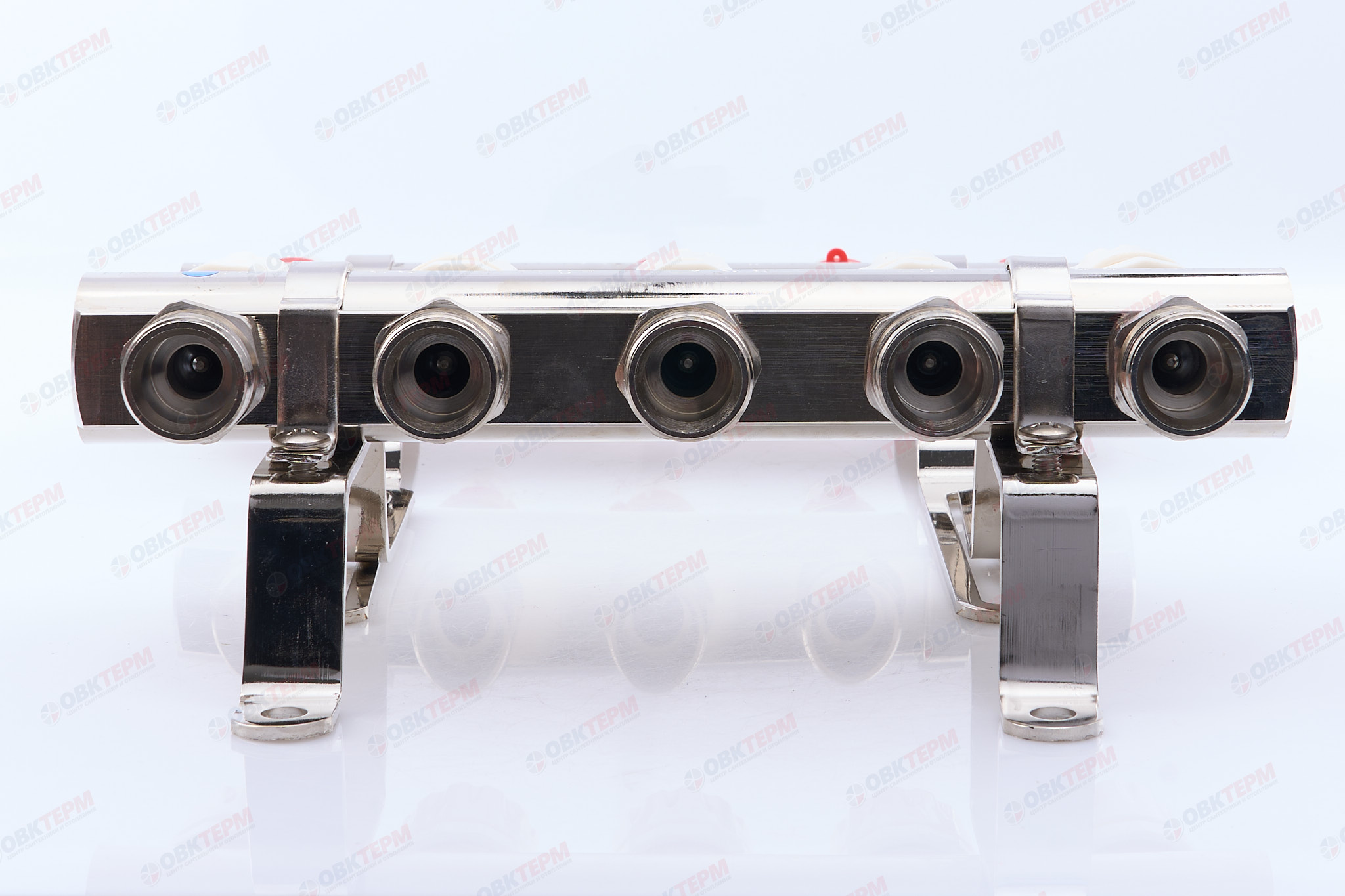 Коллектор с расходомерами TIM латунный 1" на  5 выхода (БЕЗ СЛИВНЫХ УЗЛОВ) - миниатюра №3