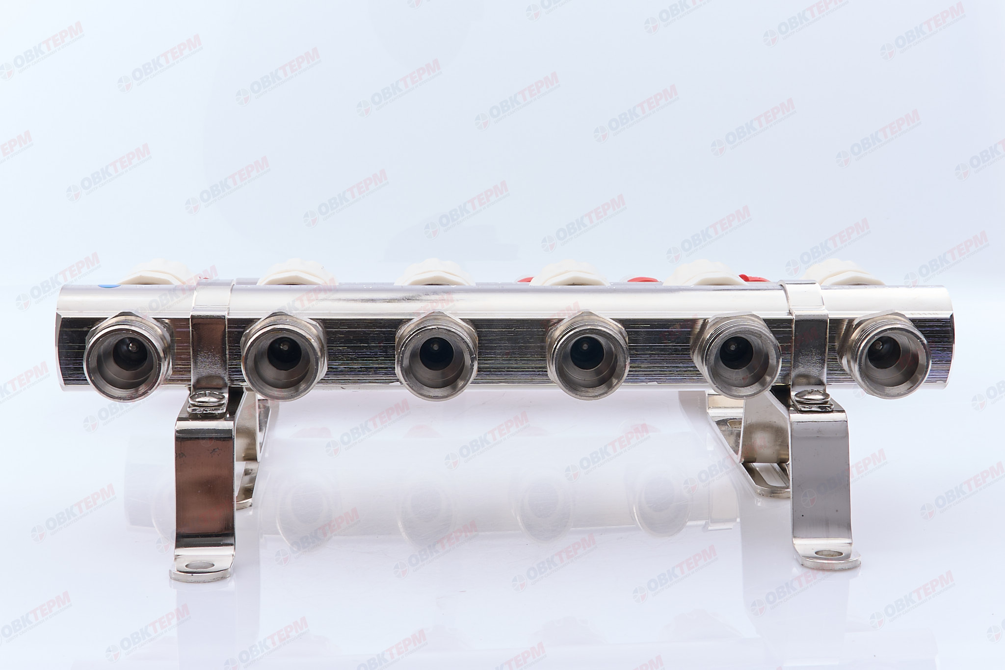 Коллектор с расходомерами TIM латунный 1" на  6 выхода (БЕЗ СЛИВНЫХ УЗЛОВ) - миниатюра №3