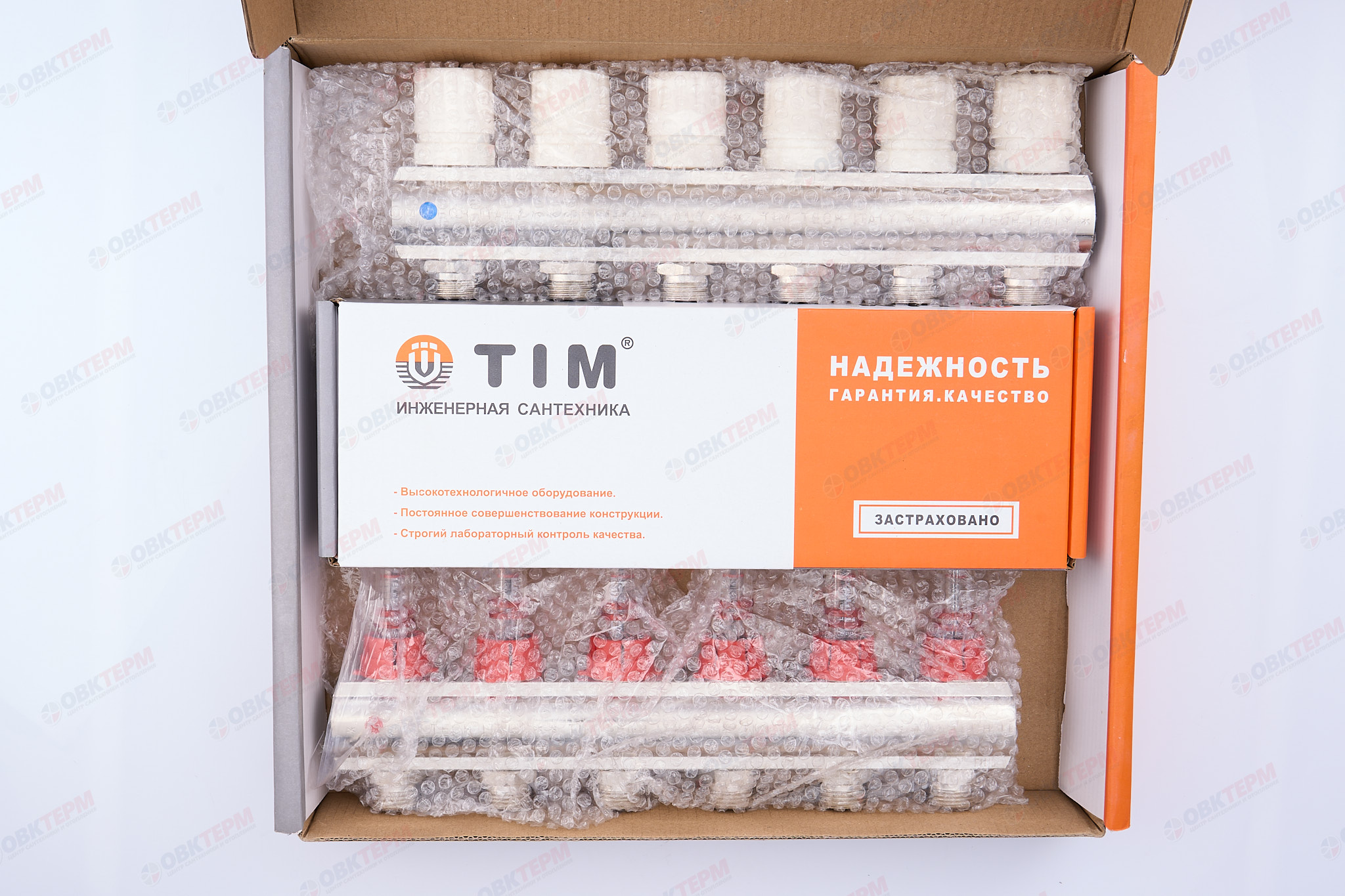 Коллектор с расходомерами TIM латунный 1" на  6 выхода (БЕЗ СЛИВНЫХ УЗЛОВ) - миниатюра №8