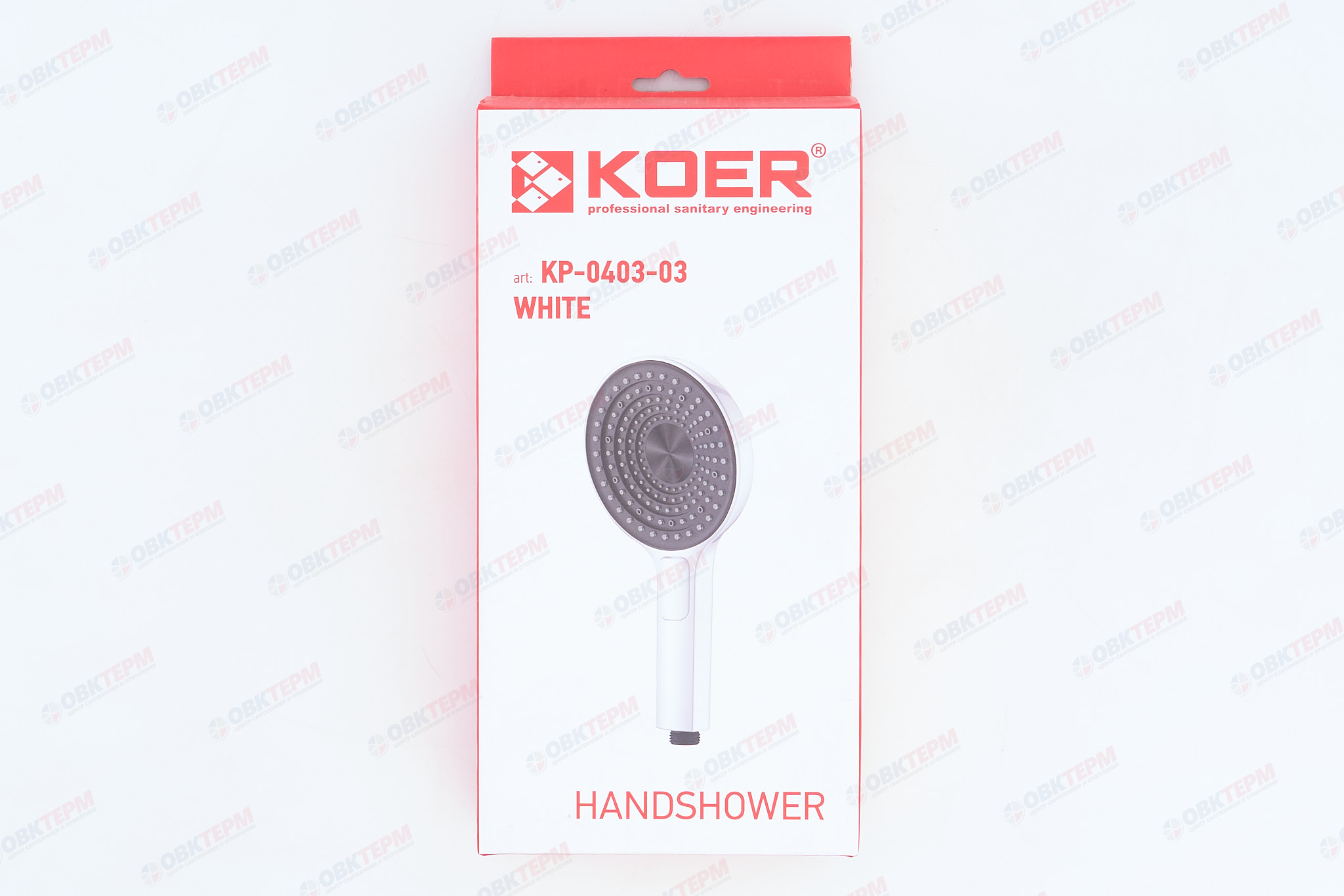 Лейка д/душа KOER KP-0403-03 (3 режима, цвет БЕЛЫЙ) 130мм (30 шт/ящ) - миниатюра №6