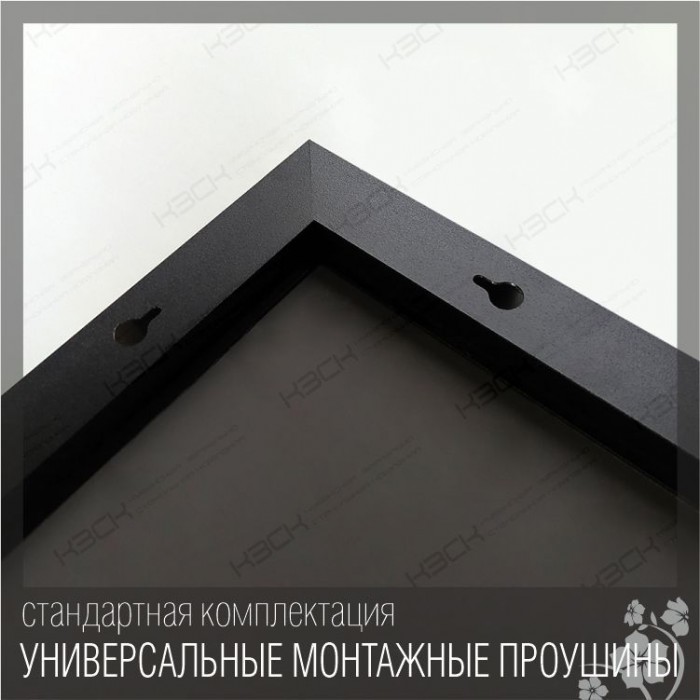 Зеркало  800х600 прямоугольное  с фацетом черный алюм профиль, универс. крепл. КЗСК - Изображение №4