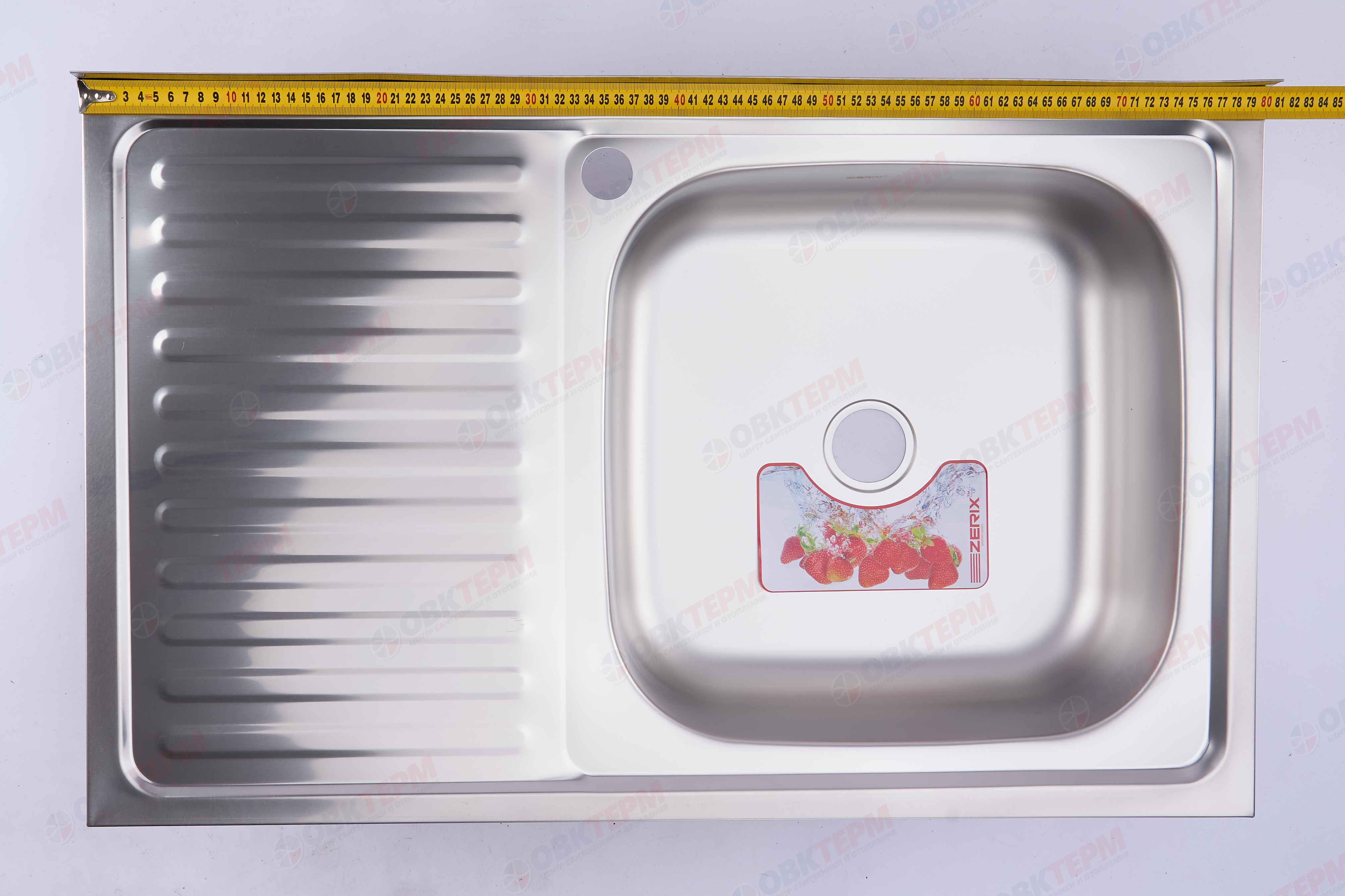 ZERIX мойка Z8050R-04-160E (SATIN) НАКЛАДНАЯ / без сифона (10шт/ящ) - миниатюра №7