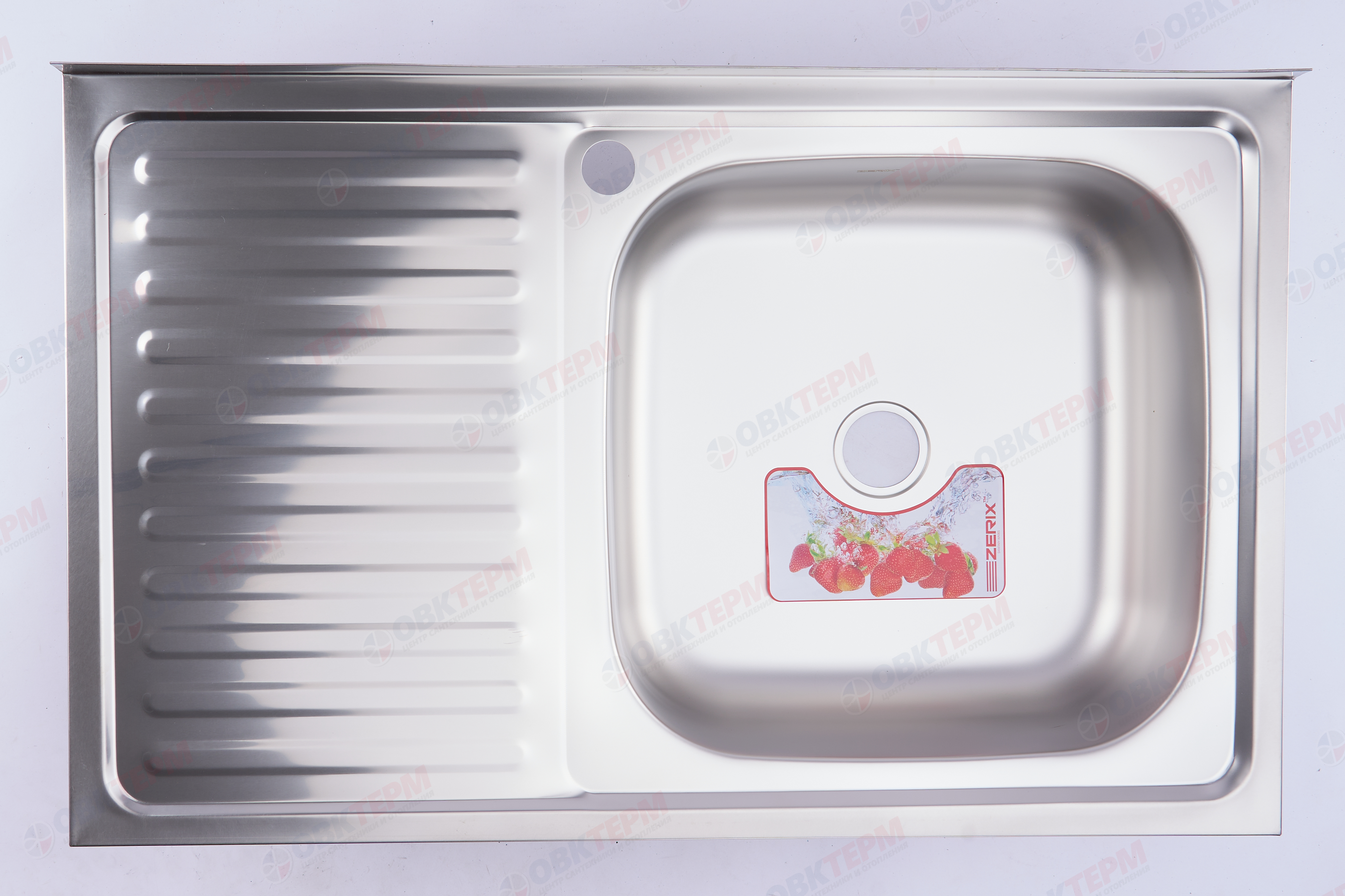 ZERIX мойка Z8050R-04-160E (SATIN) НАКЛАДНАЯ / без сифона (10шт/ящ) - миниатюра №9