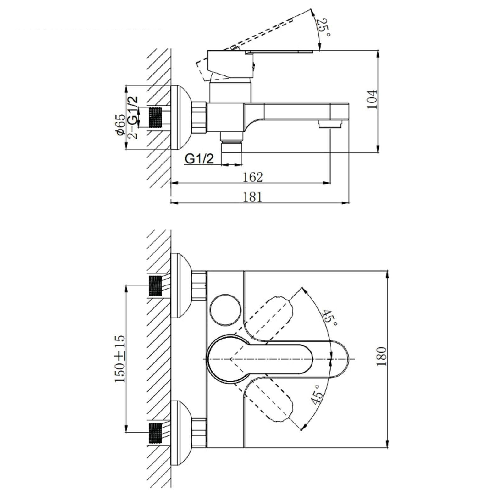 Смеситель д/ванны корот. MIXXUS OREGON 009 BUTTON Ø35  (10 шт/ящ) - миниатюра №2