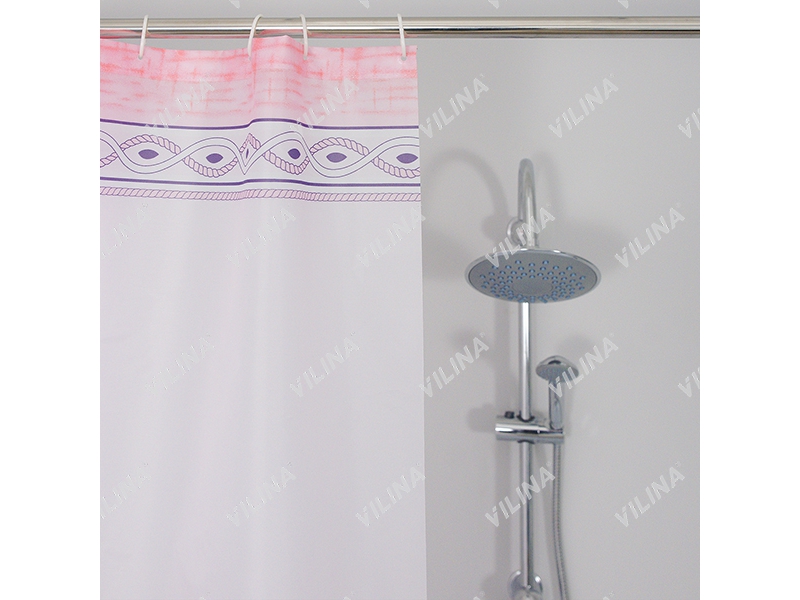Штора для ванной "Для бережливых" из полиэстера (Розовый орнамент) VILINA 170x180 (30 шт/ящ) - Изображение №1