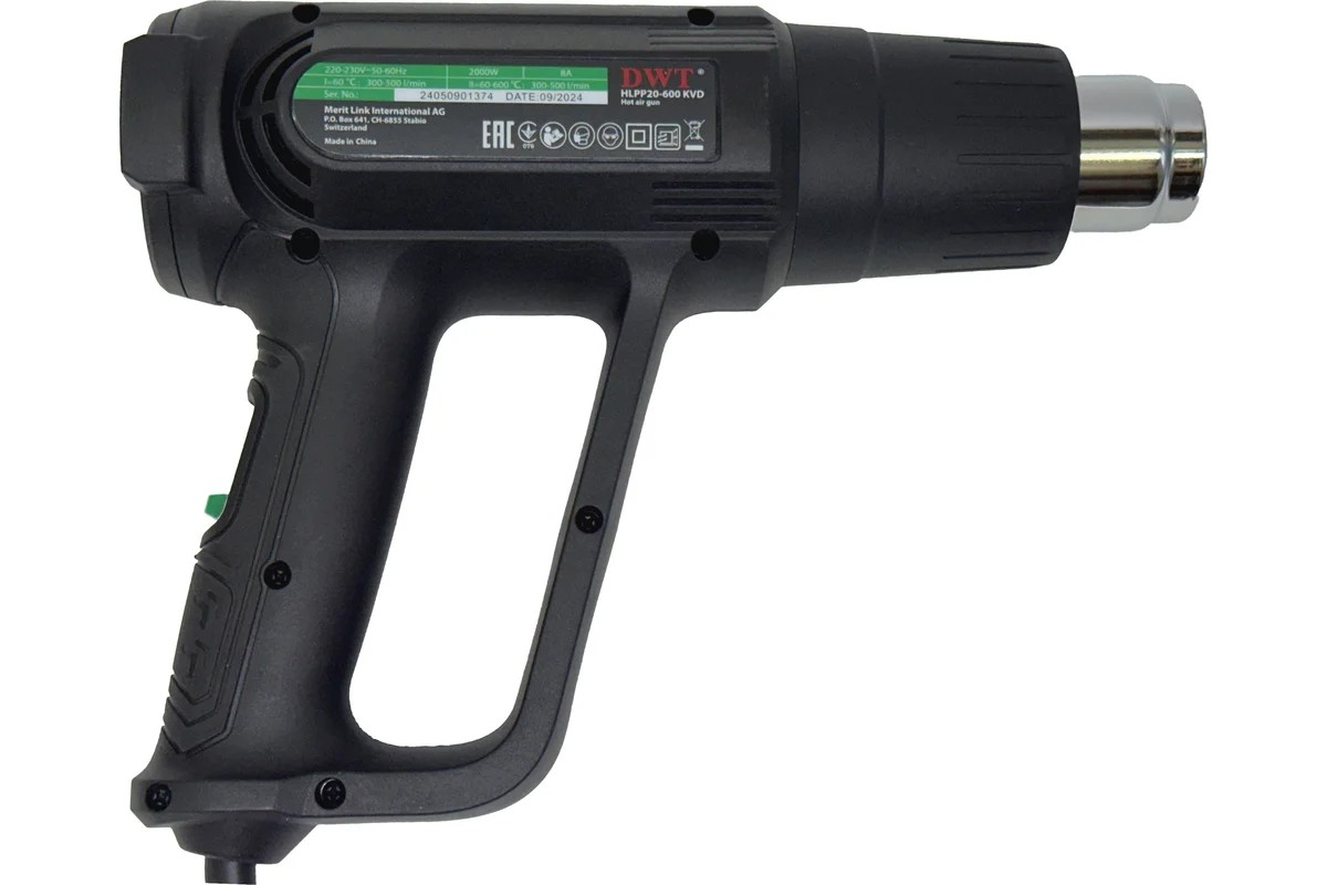 Фен строительный DWT (2 кВт, 60-600 °С, 300-500 л/мин, LED-дисплей) - миниатюра №8