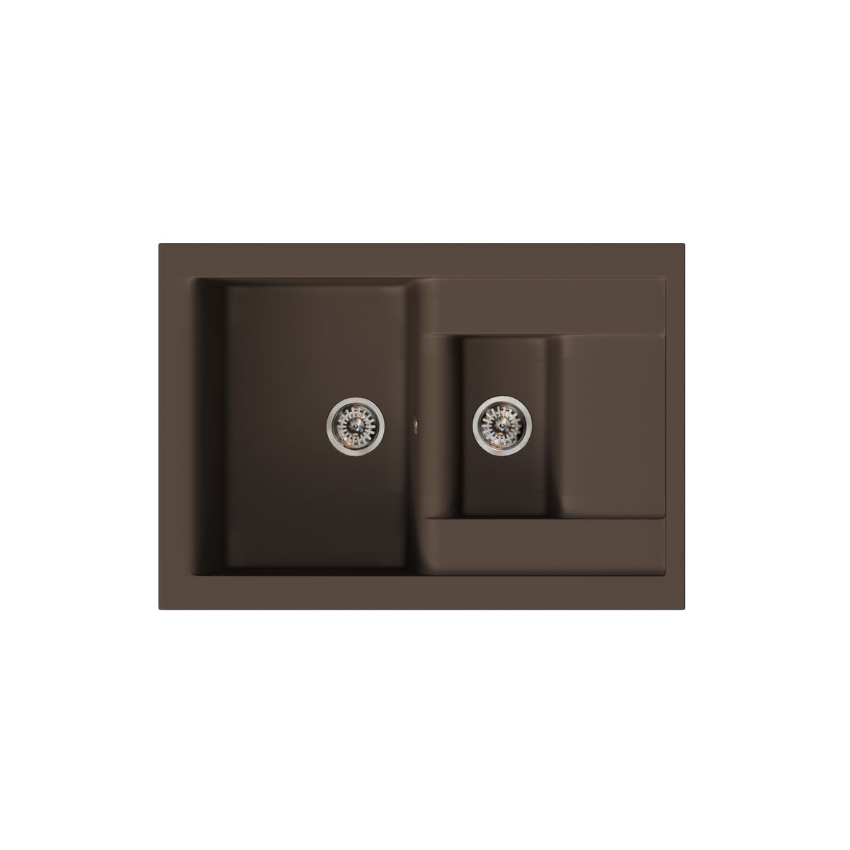 Мойка прямоугольная двойная 760х510х217 мм Hiekka Suklaa GRANMILL 30 шоколад - Изображение №1