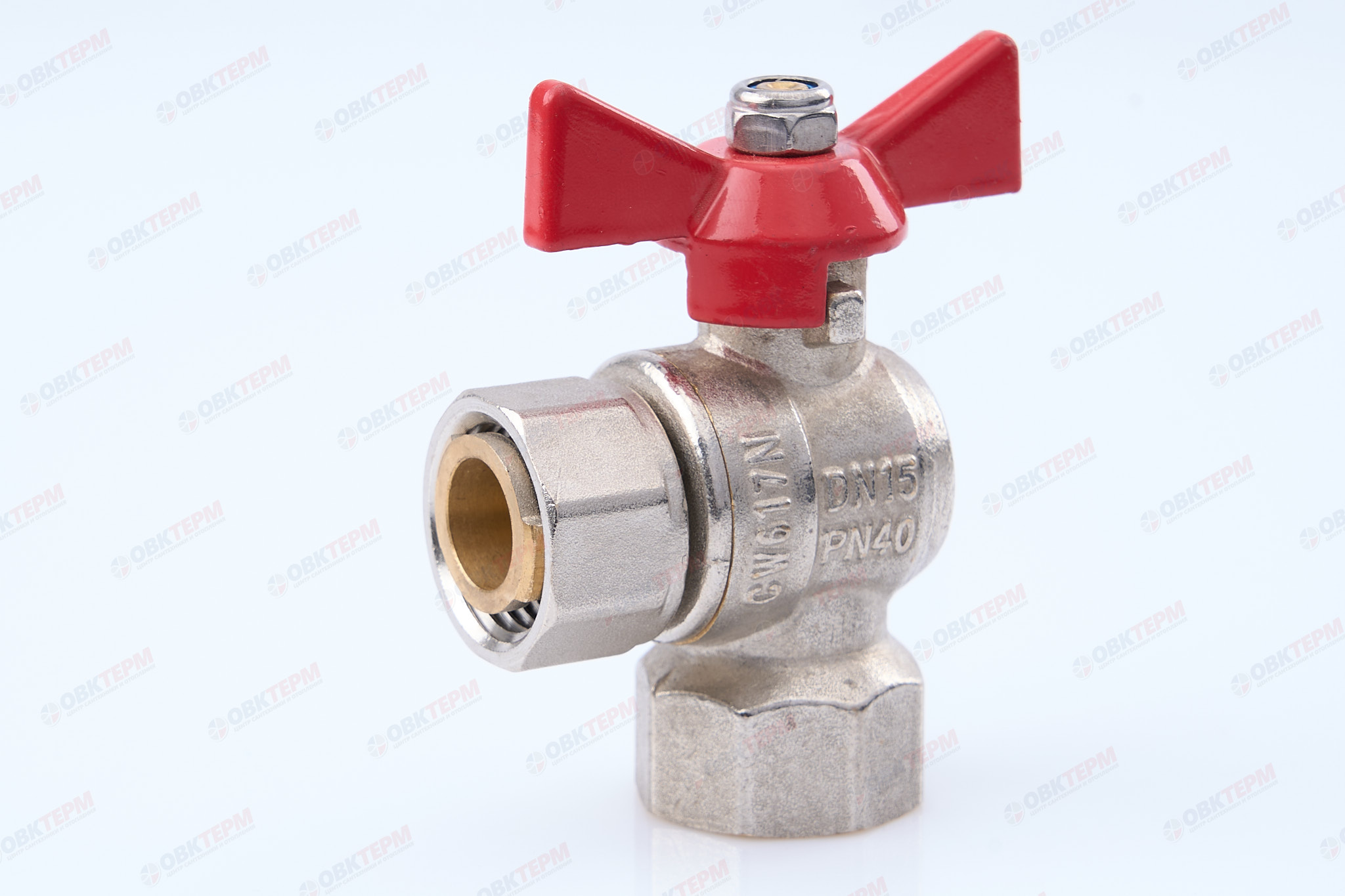 Кран шаровый    Valtec угловой с накидной гайкой    1/2"  вв  (15/60) - Изображение №1