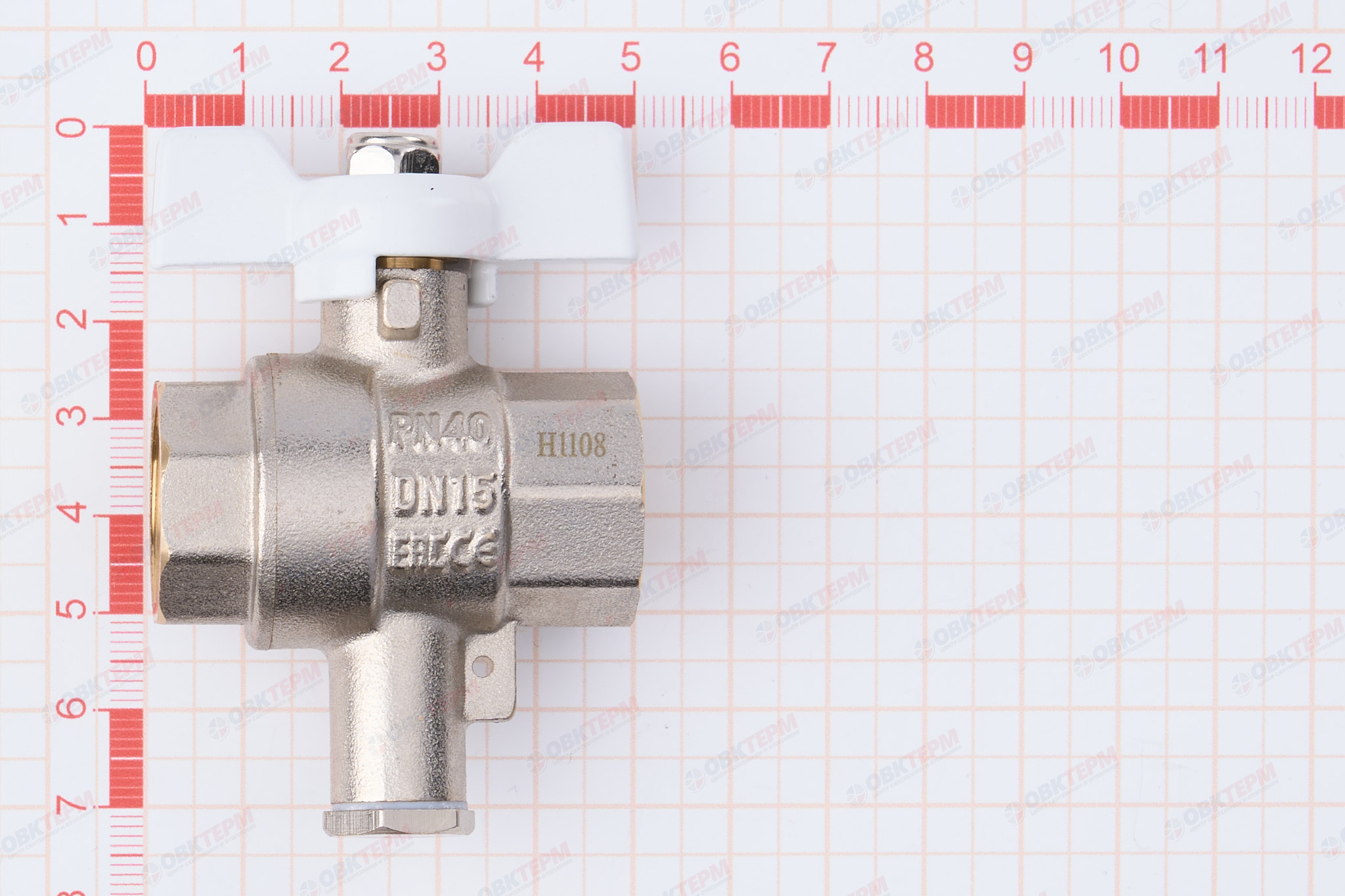 Кран шаровый     TIM      1/2" ВВ   бабочка с подкл датч М10   (60/15 шт) - миниатюра №9