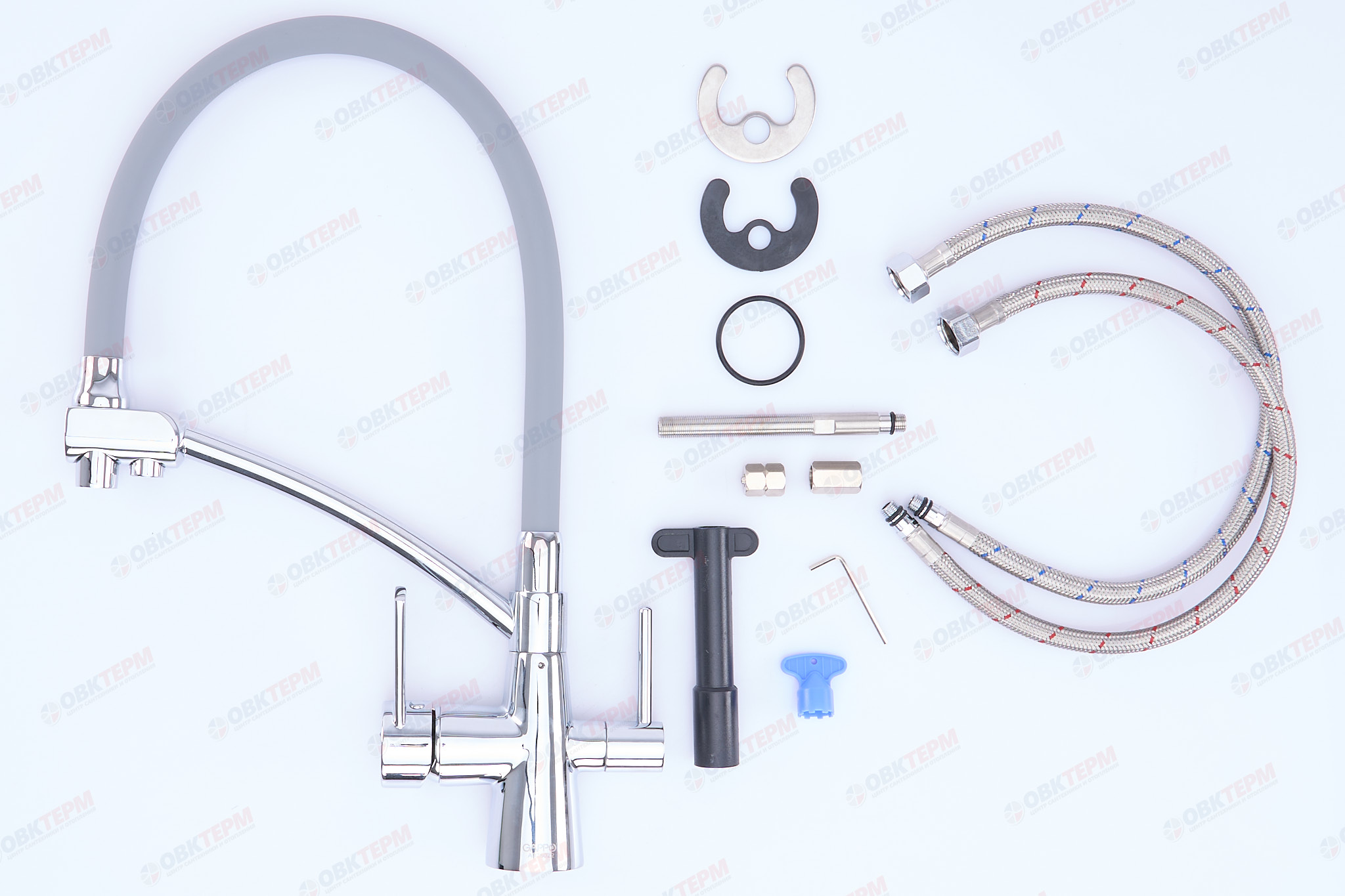 Смеситель д/кухни под ФИЛЬТР GAPPO G4398-17 латунь /хром /гибкий излив /Ø35 /шпилька - миниатюра №8