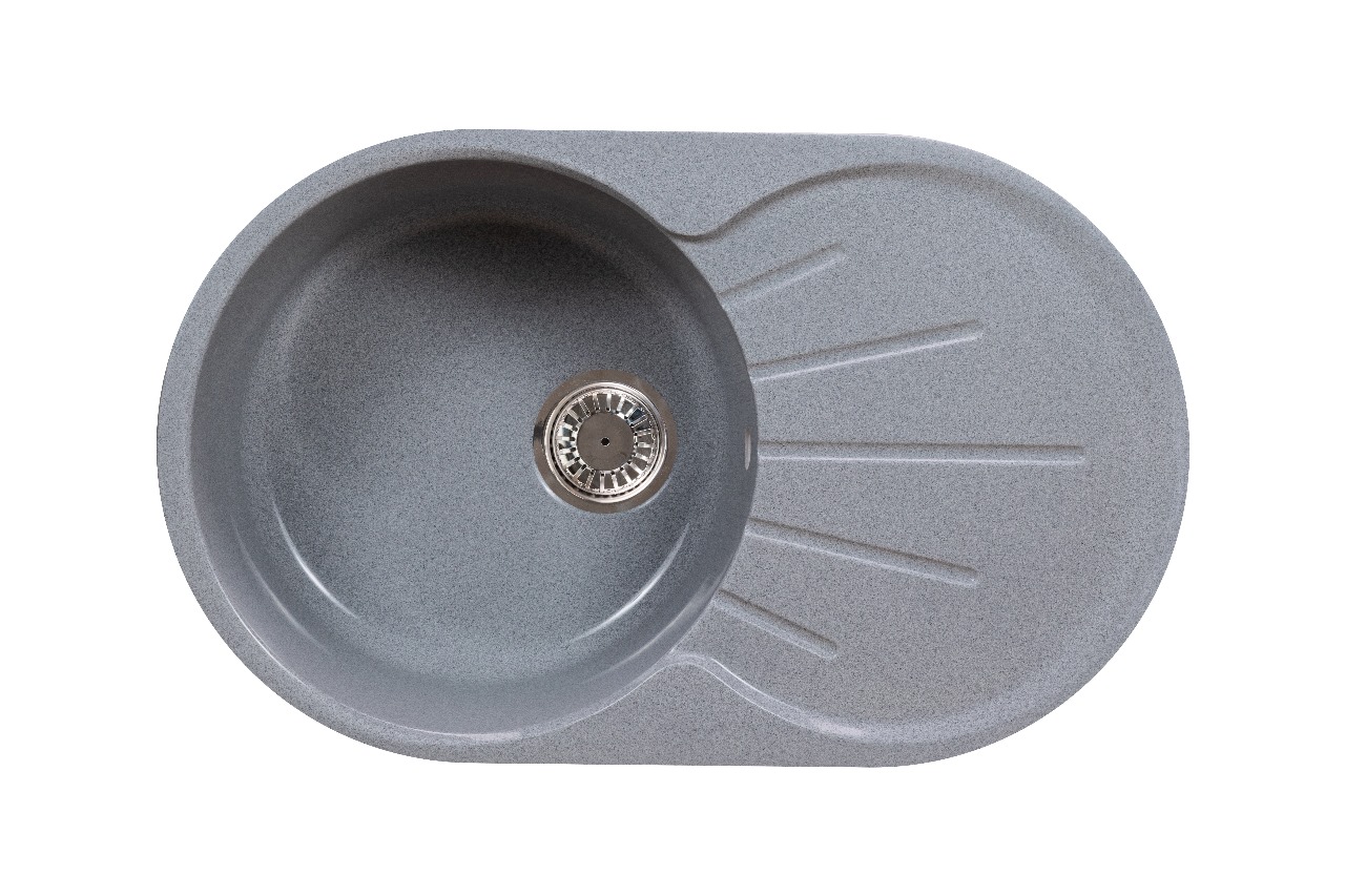 Мойка овальная SIMGRAN S-24 ТЁМНО-СЕРЫЙ ГЛЯНЕЦ 730*450мм - Изображение №1