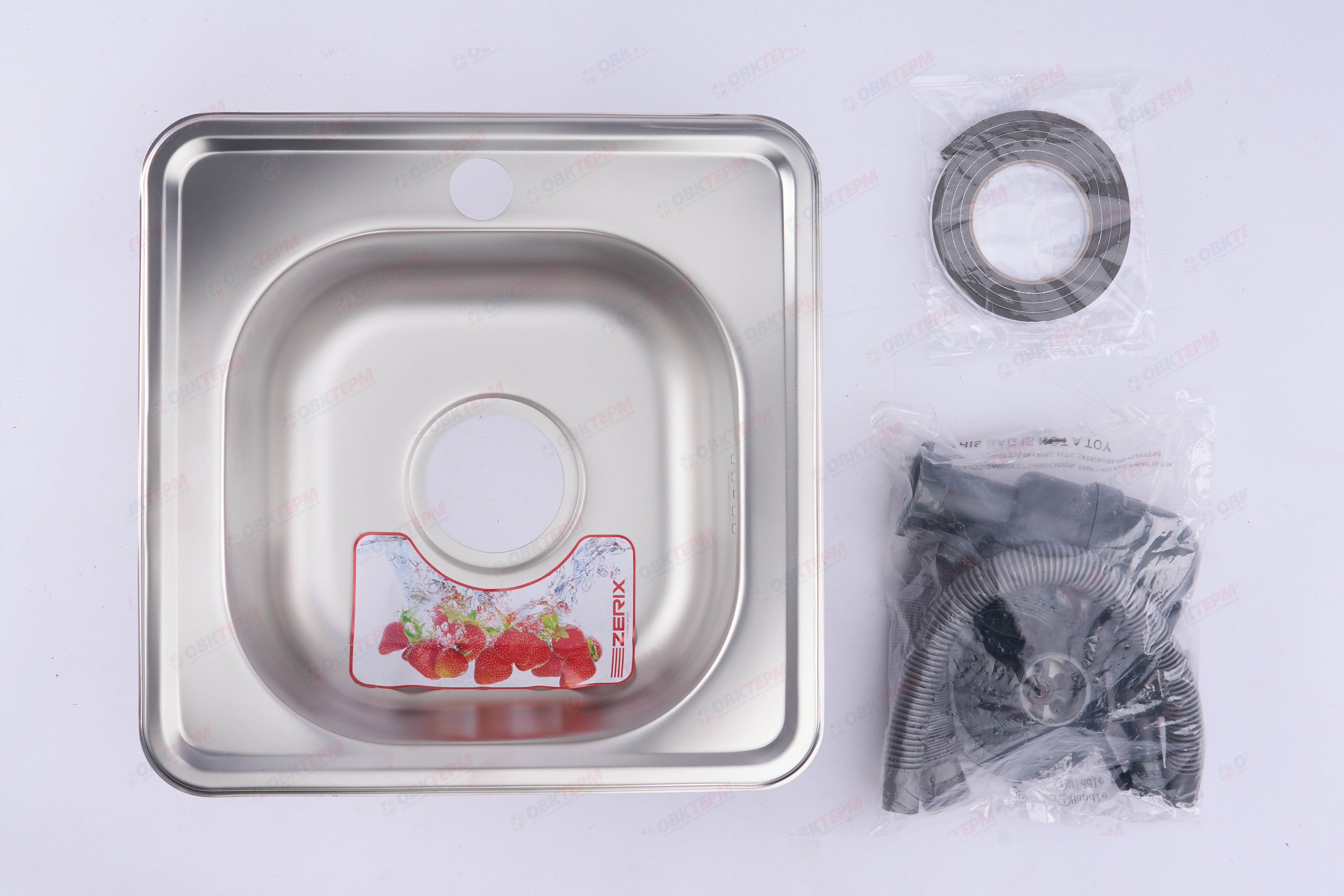 ZERIX мойка Z3838-06-160E (SATIN) ВРЕЗНАЯ /сифон (10шт/ящ) - миниатюра №7