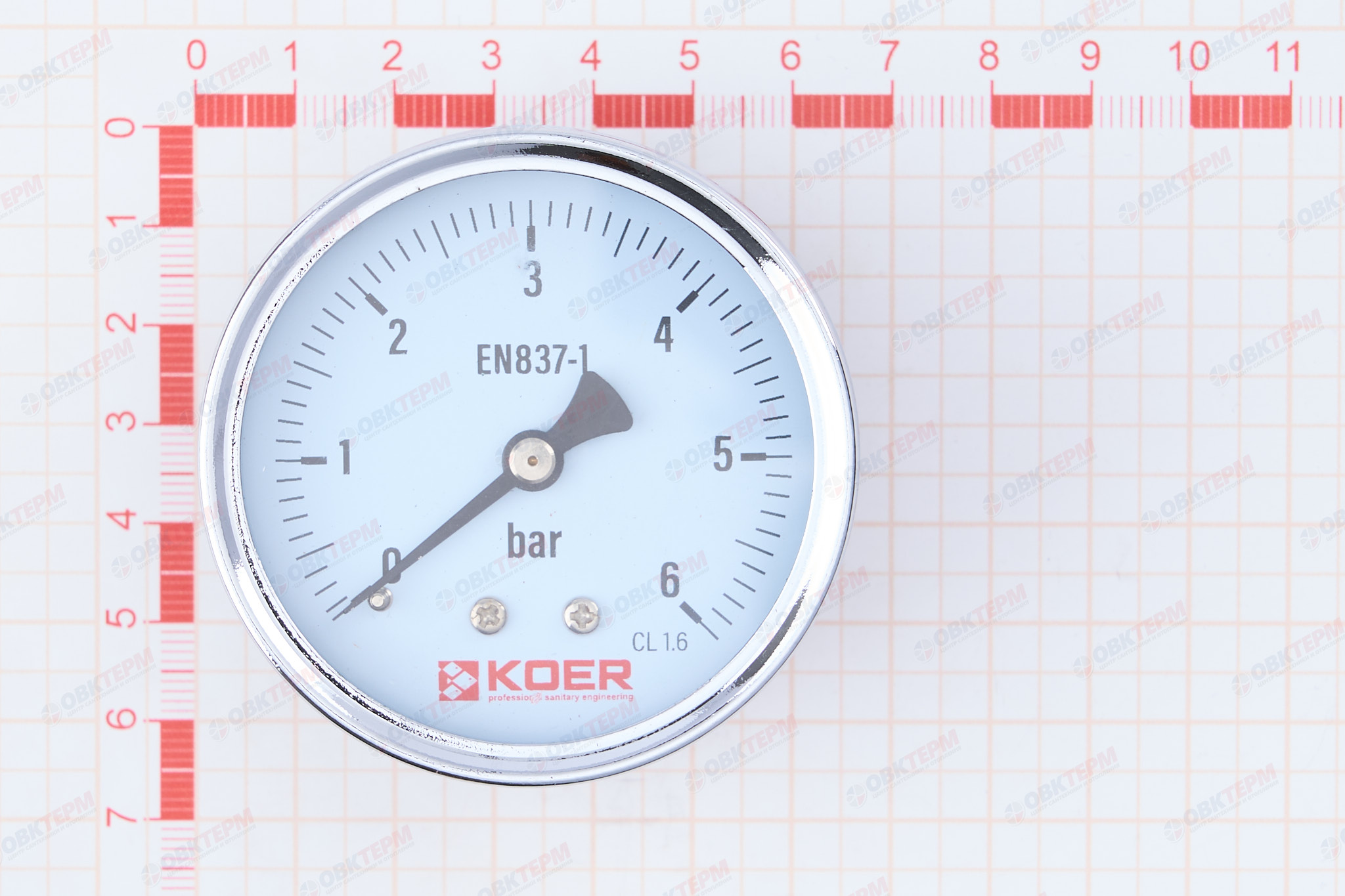 МАНОМЕТР  6 атм ХРОМ заднее подключение KOER(KM611A) D=63 - Изображение №3