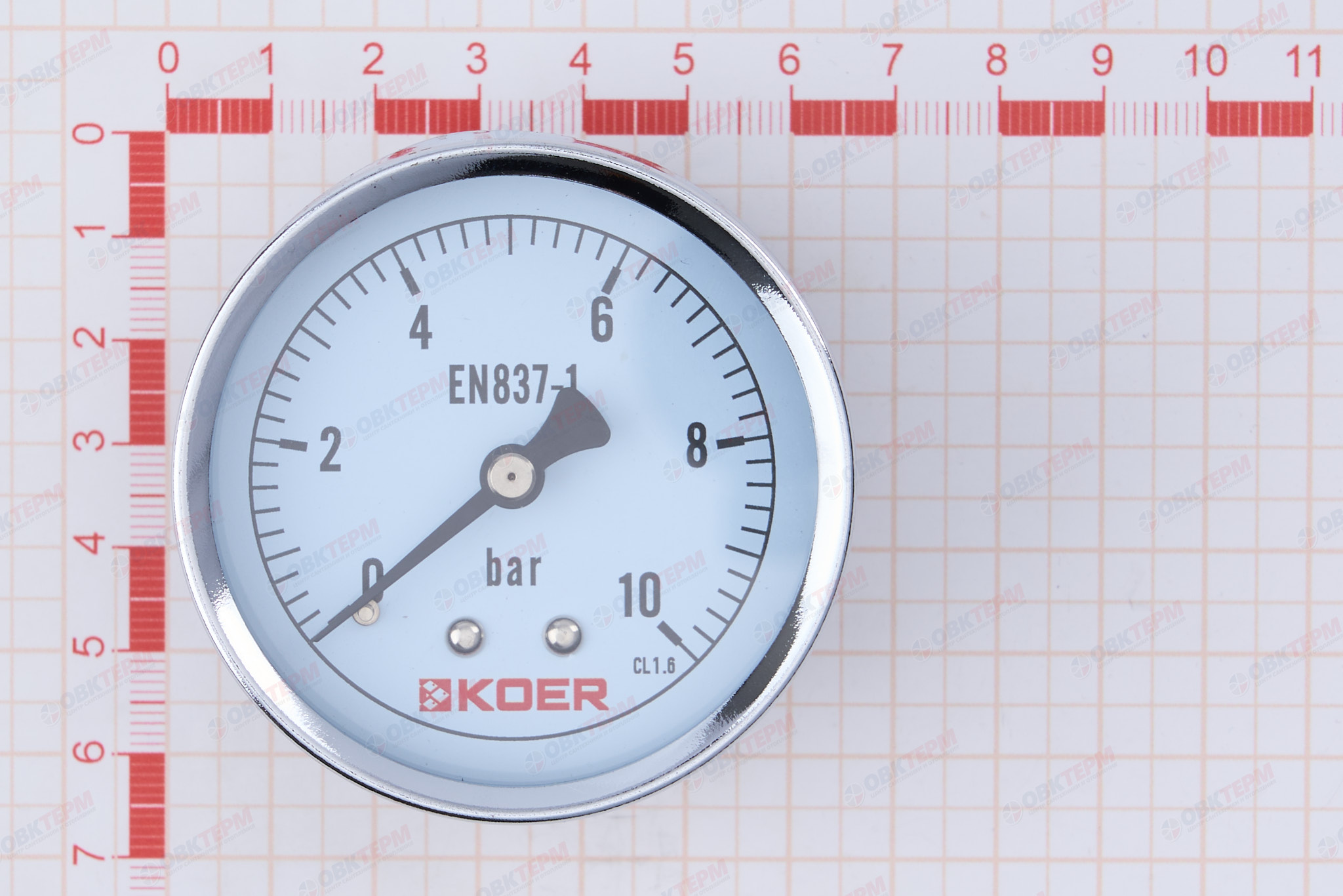 МАНОМЕТР 10 атм ХРОМ заднее подключение KOER(611A) D=63 - Изображение №3