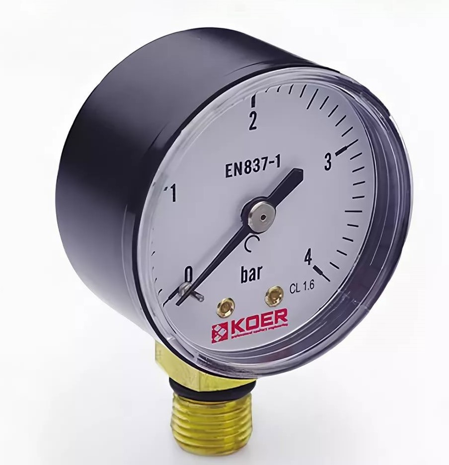 МАНОМЕТР 10 атм  ХРОМ D=63mm  нижнее подключение KOER(610R) - Изображение №1