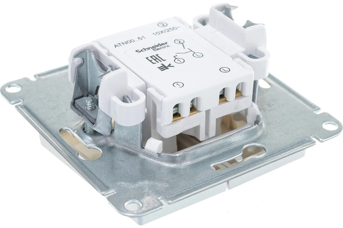 Выключатель 2-клавишный механизм сх.5 10АХ Алюминий AtlasDesign Systeme Electric - Изображение №3