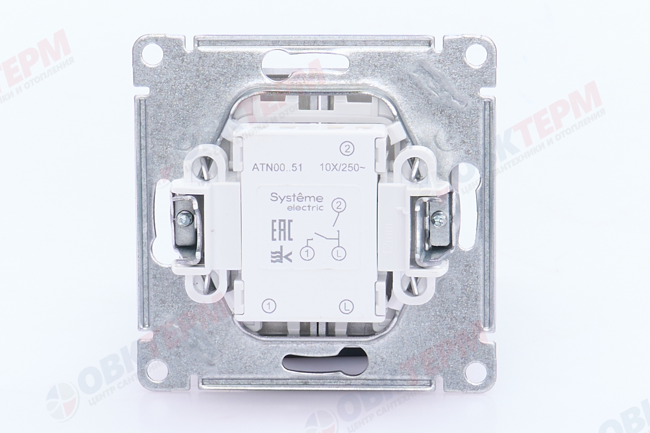 Выключатель 2-клавишный механизм сх.5 10АХ Алюминий AtlasDesign Systeme Electric - миниатюра №6