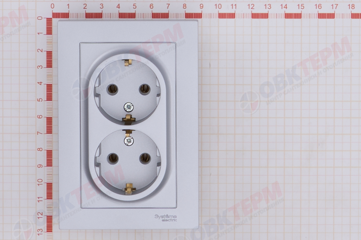 Розетка с/з в сборе двойная 16А Алюминий AtlasDesign Systeme Electric - миниатюра №10