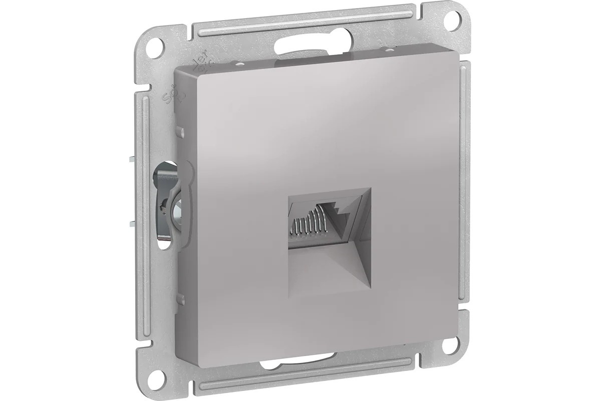 Розетка компьютерная RJ45 механизм Алюминий AtlasDesign Systeme Electric - Изображение №1